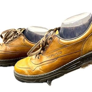Mephisto Brown Tan Leather Casual Lace-Up Sneakers